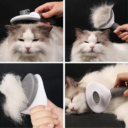 Pets Grooming Brush Self-Cleaning Dog & Cat Hair Remover Deshedding Massage Comb