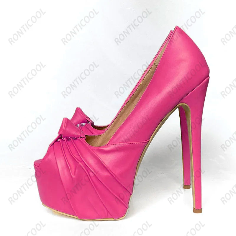 Ronticool New Fashion Women Platform Pumps Stiletto Heels Peep Toe Gorgeous Gold Party Shoes US Plus Size 5-20