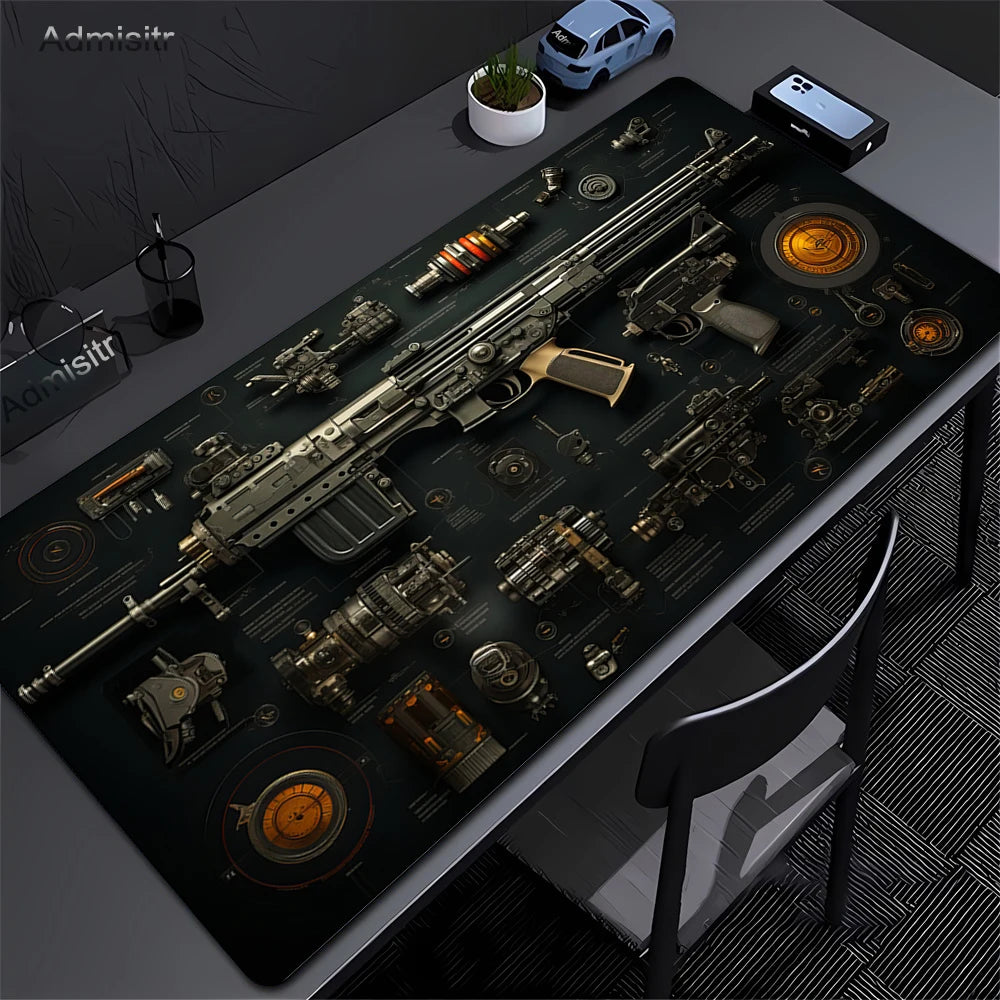 Large Computer Office Game Table Mats Firearms Speed Mouse Pad XXL Rubber Anti-slip Gaming Keyboard Mousepads Long Desk Pads