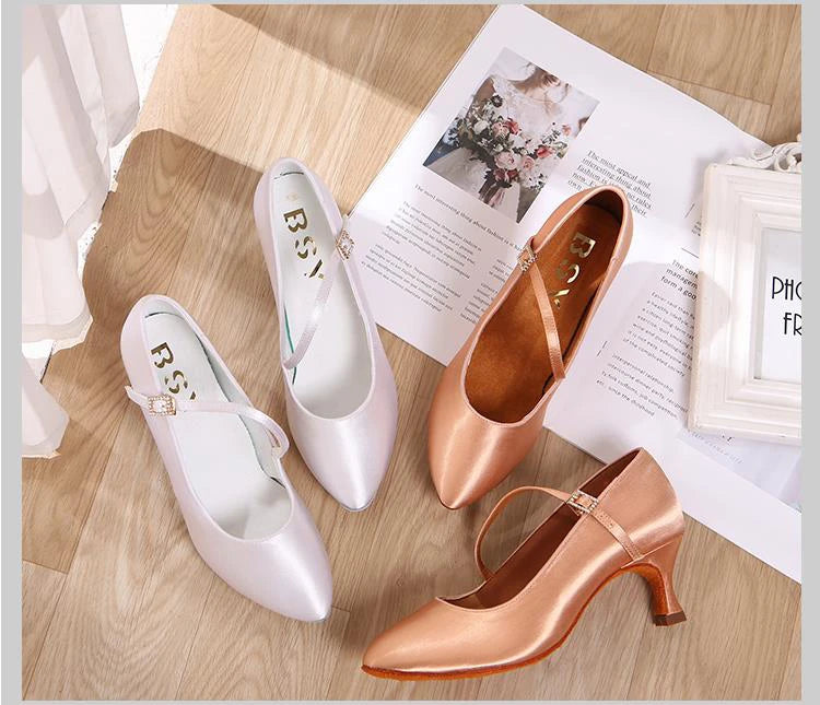 Women New Modern Dance Shoes Girls Standard Dancing Shoes High Heeled Ballroom Latin Dance Shoes for Women 5cm Heels