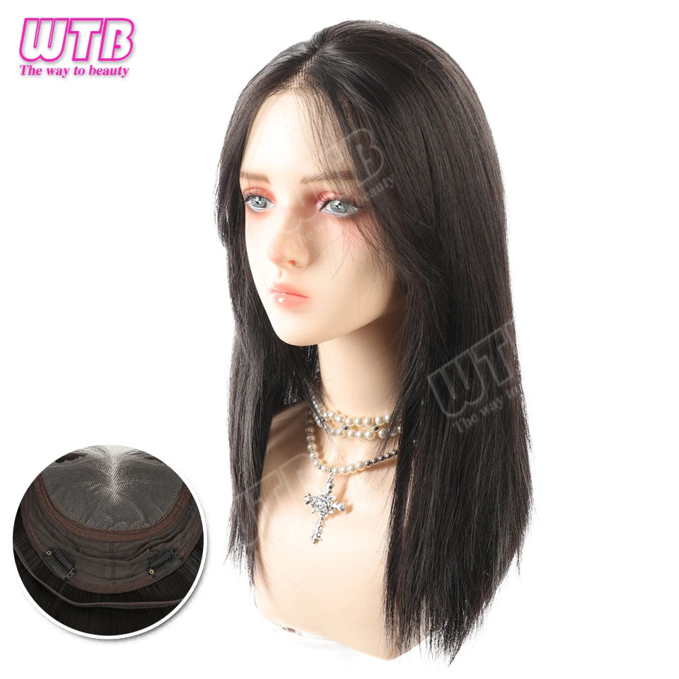 WTB 40cm Lace Front Synthetic Wig Invisible and Seamless Straight Hair Adds Volume Suitable for Women's Daily Wear and Holidays