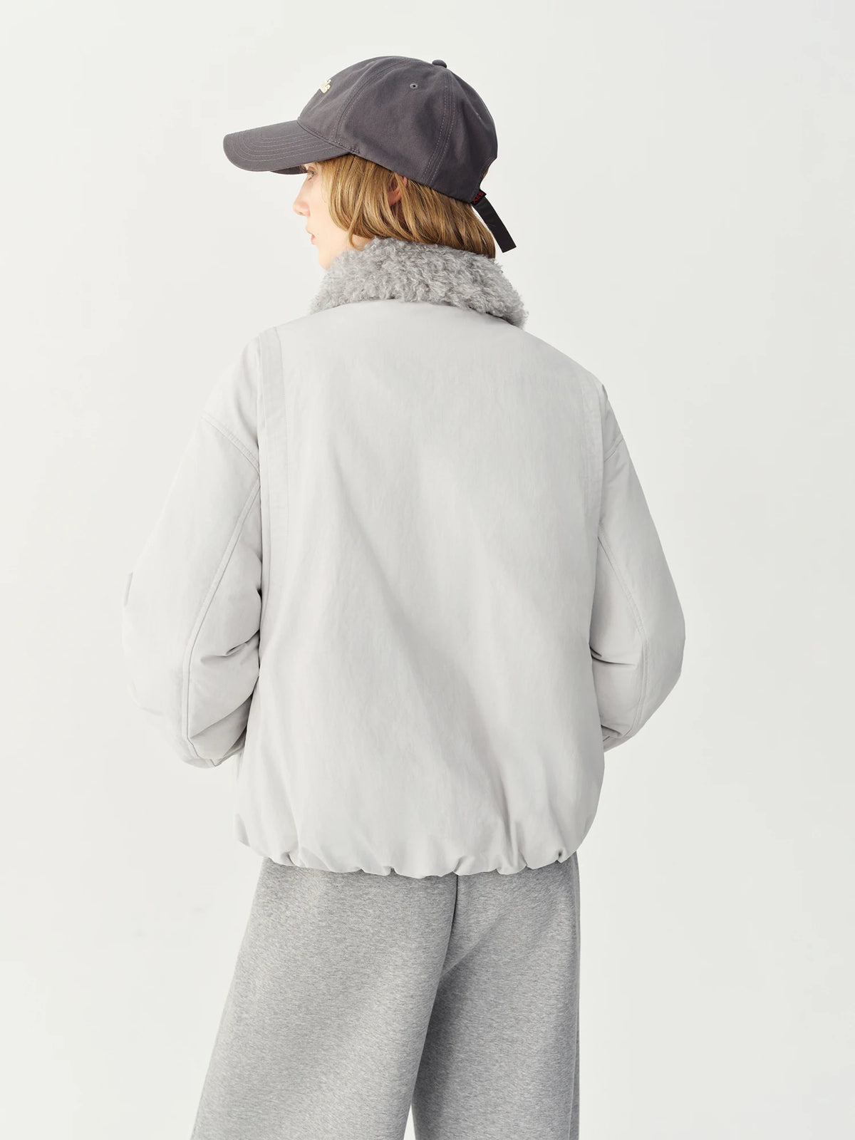 FSLE Cashmere Fur Collar Jacket Down Jacket Women Short Retro Barn Style 2026 Winter New Arrival Chic Personality