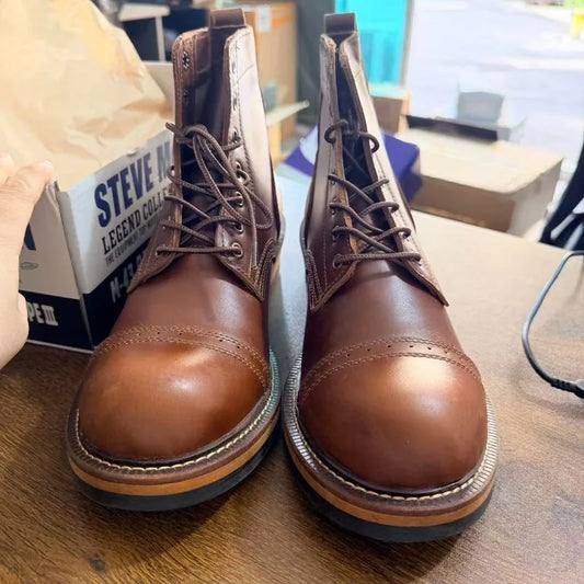 HOT Retro Moto Short Boots Couple Boots British Short Face Work Boot Cycling Shoes Comfort Anti-collision Protective Boot