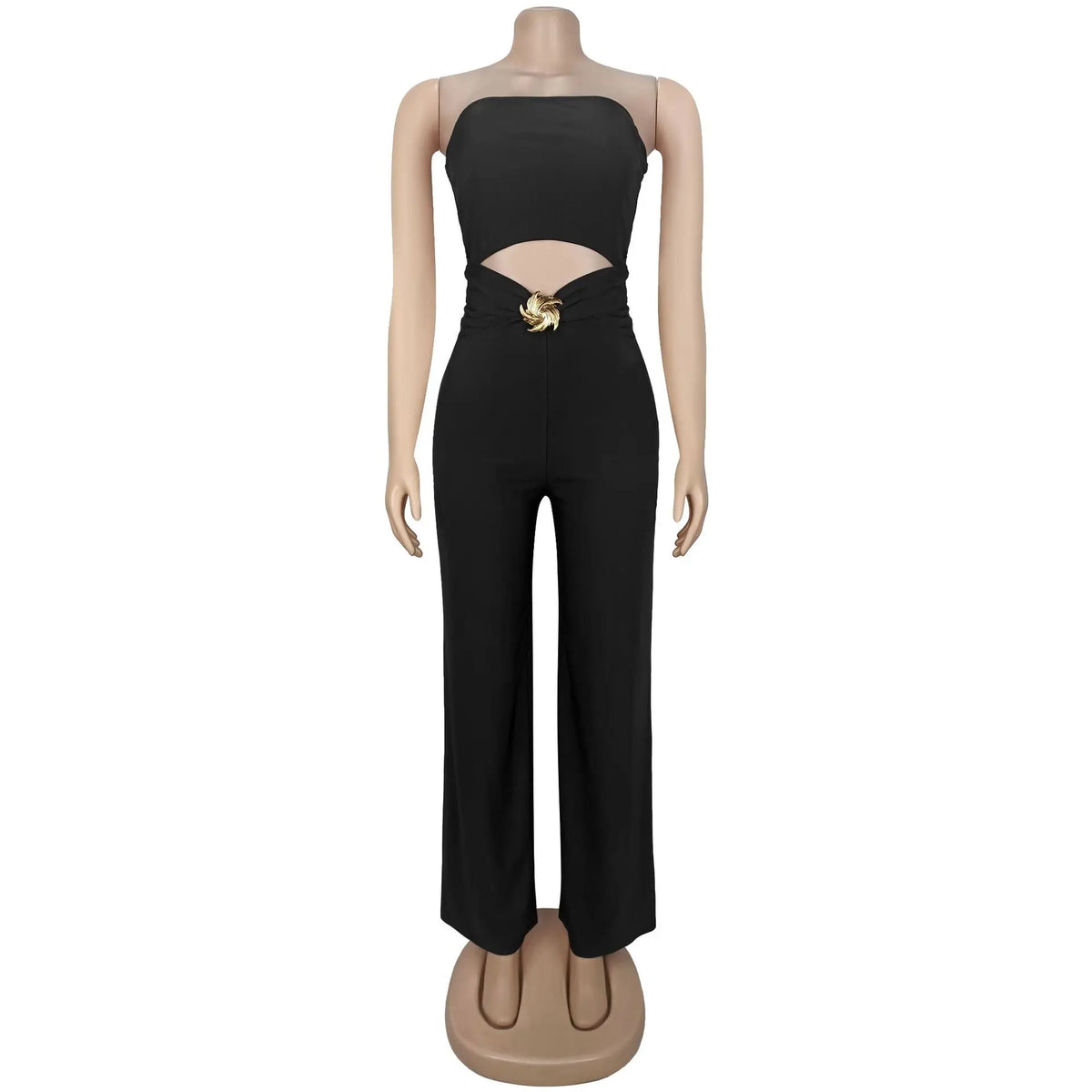 FAGADOER Sexy Hollow Out Bodycon Jumpsuit for Women Solid Color Sleeveless Backless Rompers Female Streetwear Overalls 2025 New
