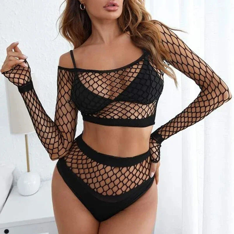 New Mesh Fishnet Bodystockings For Women Erotic Lingerie Sexy Open Bra Crotchless Teddies Bodysuits Female Sexy Porno Underwear