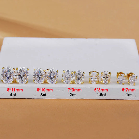 0.5-5ct Oval Cut Moissanite Stud Earring for Women D Color Sparkling Diamond 925 Sterling Silver Ear Studs Party Jewelry Gifts