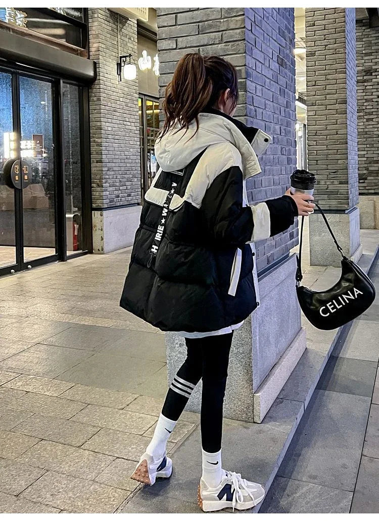 Elegant Thickened Oversized Women's down Jacket Fashionable Outerwear Parka Style Winter Coat Korean Style Straight Cut Cotton