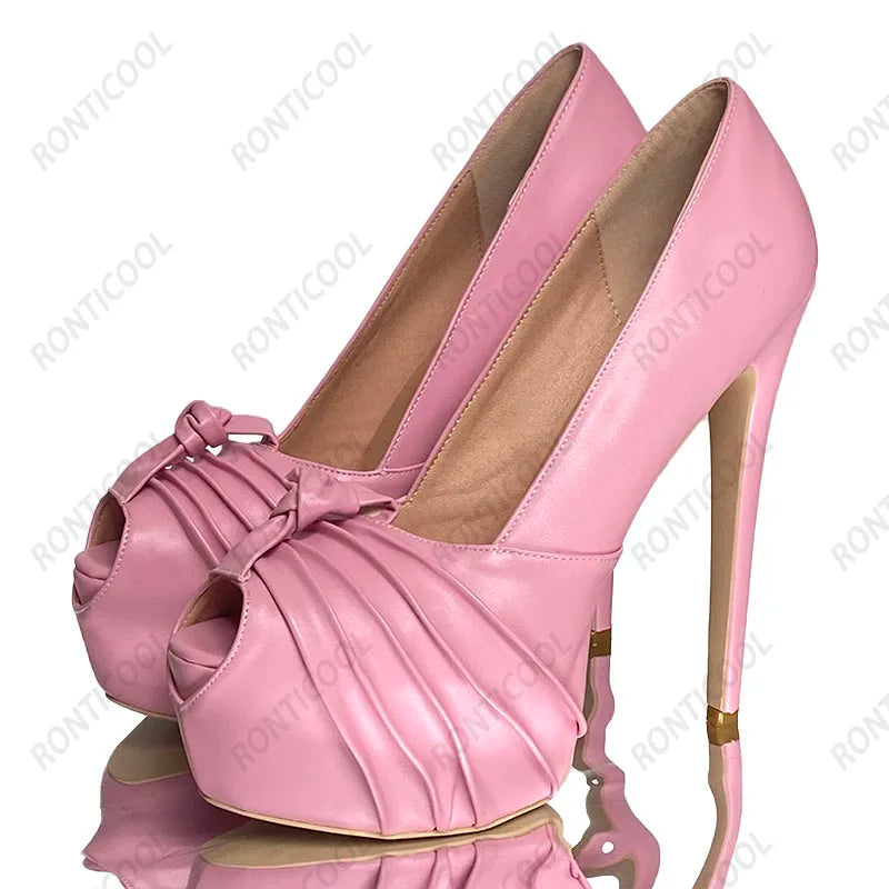 Ronticool New Fashion Women Platform Pumps Stiletto Heels Peep Toe Gorgeous Gold Party Shoes US Plus Size 5-20