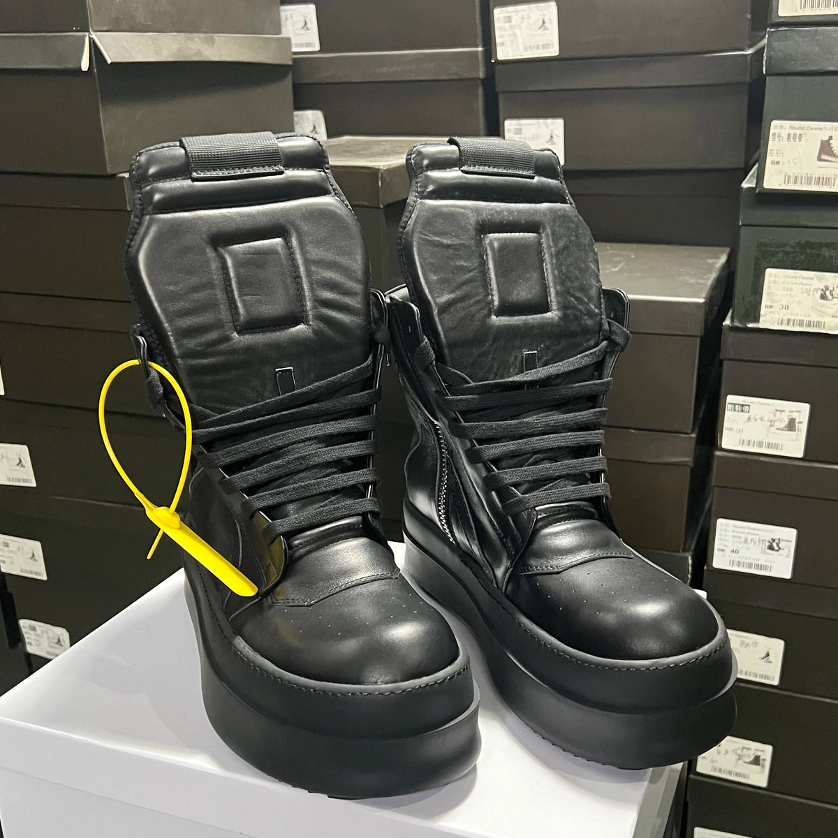 Designer Women Ankle Boot Platform 6cm Footwear Casual Luxury Men Shoe Black Geobasket Leather Boot Zip Flat Dating Dress Shoe