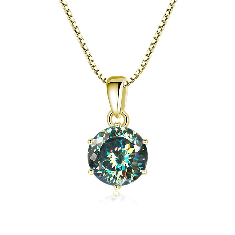 Butterflykiss Portuguese Cutting Moissanite Diamond 6.5mm Necklace For Woman Pendant 925 Silver Chains Party Bridal Fine Jewelry