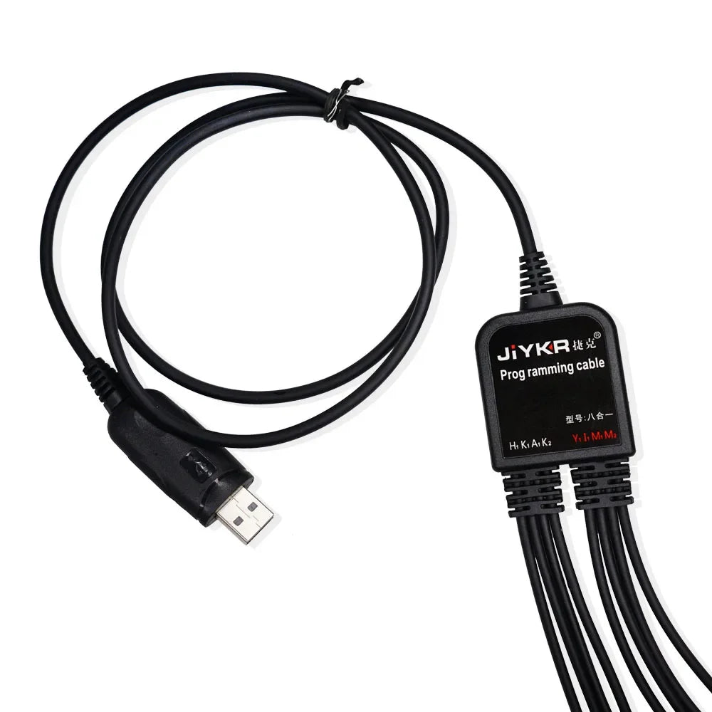 8 in 1 USB Programming Cable for Baofeng Kenwood TYT QYT Motorola AXU4100 Yaesu icom Walkie Talkie Radio Car Radio CD Software