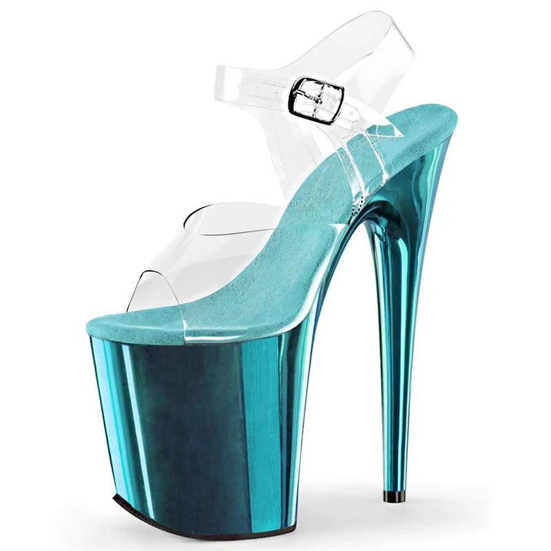20cm Stripper Thin Heels Big Size 8Inch Models Pole Dance Sandals Women's Shoes Exotic Sexy Fetish Peep Toe 8Inch Catwalk Party