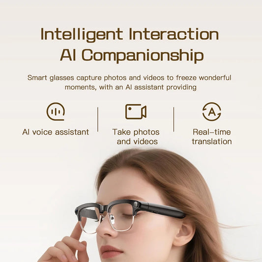 New Smart Glasses Take Photos and Videos Real-Time Translation Voice Assistant Translation 2GB Memory 800W Camera Smart Glasses