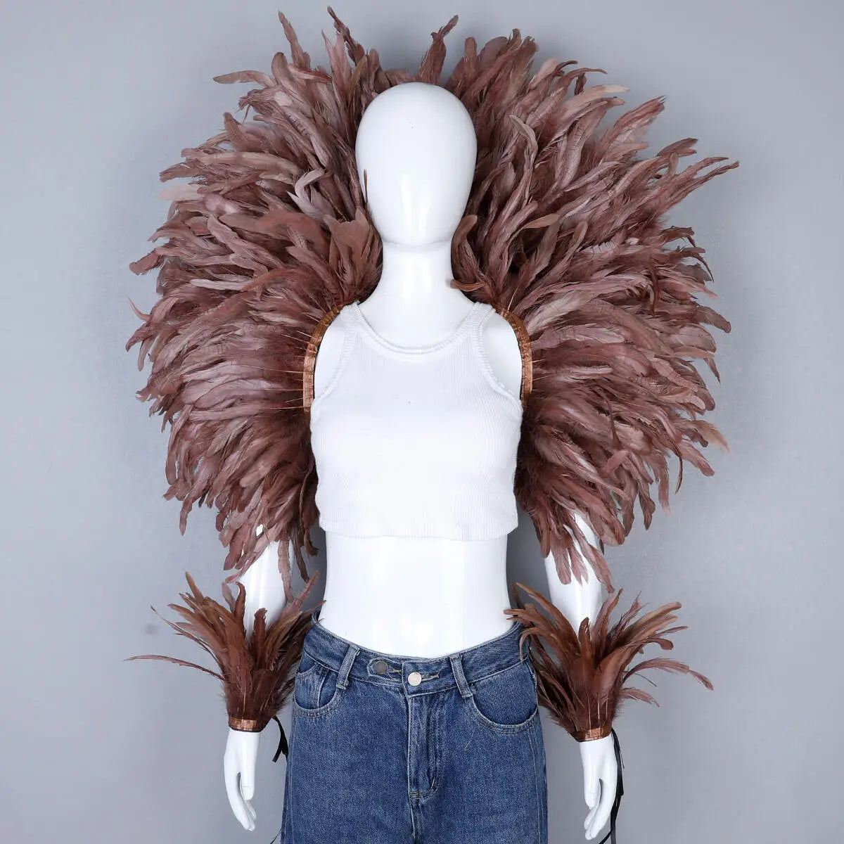 Elegant Women's 2-Piece Shawl Set Cosplay Feather Punk Style for Halloween Masquerade Ball Party Carnival New