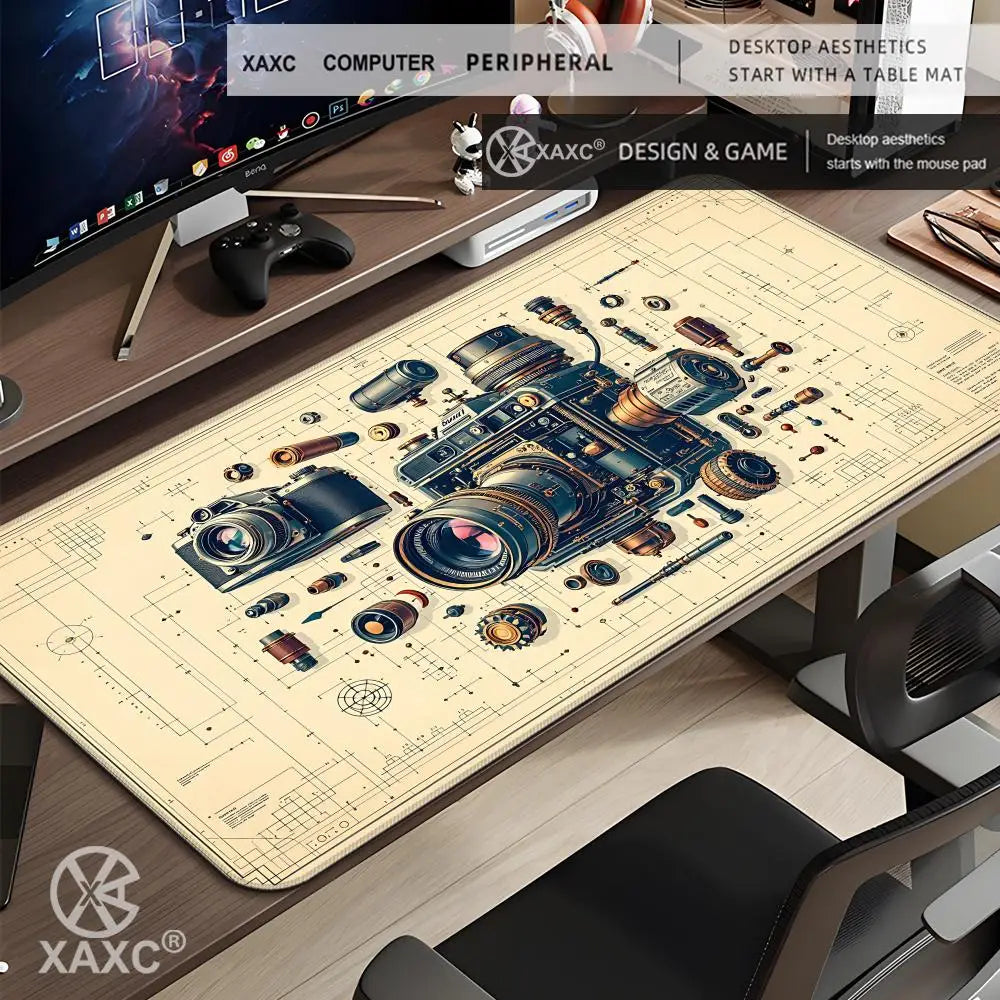 Camera Disassembly diagram Mouse Pad Large Computer Office Game Table Mats Rubber Anti-slip Gaming Keyboard Long Desk Pads XAXC
