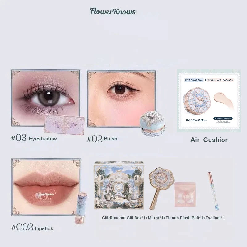 Flowerknows Butterfly Cloud Collar Collection Gift Set Makeup Kit Blush Lipstick Eyeshadow Palette All In One Box For Women