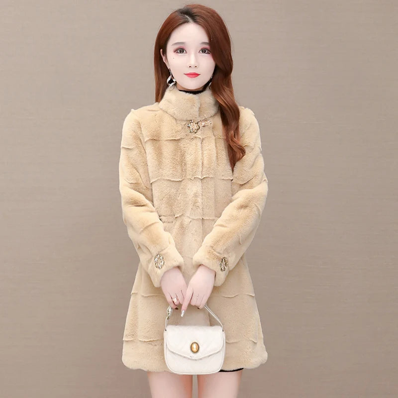 2025 New Women Winter Thick Loose Warm Outwear Plush Hooded Jacket Female Women Mink Velvet Luxury Natural Real Mink Fur Coats