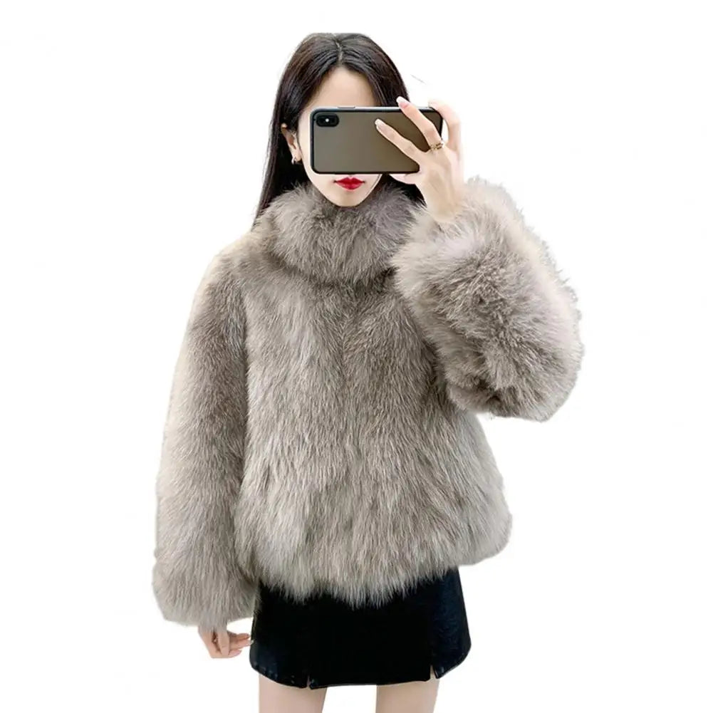 Autumn Winter Oversized Loose Casual Luxury Soft Thick Warm Hairy Faux Coat Women Long Sleeve Fluffy Jacket 2024