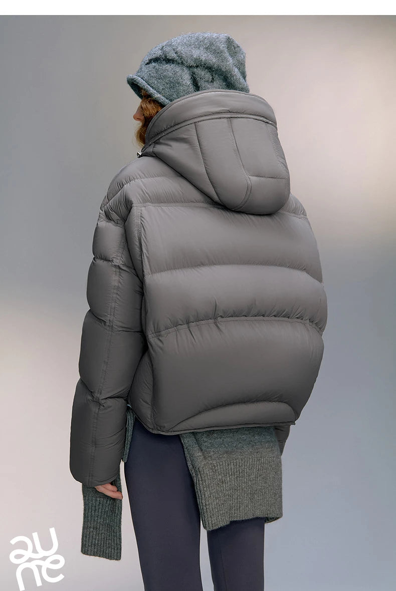 TOYOUTH Women Down Jackets 2025 Winter New Ultra-soft Cicada Wing Puff Hooded 90% Down High Loft Bread Coat