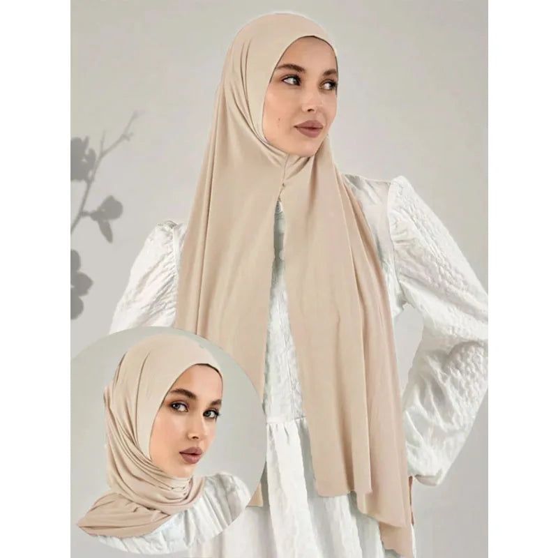 Instant Hijab Scarf for Women Muslim Easy To Wear Jersey Head Scarf Wrap Thin Breathable Soft Sunscreen Pullover Head Wrap