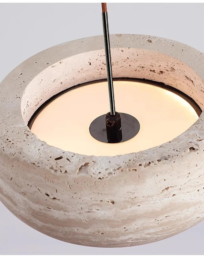 Japanese Wabi Sabi Stone Pendant Lamp for Bedroom Bedside Table Lights Minimalist Island Kitchen Dining Room Hanging Chandeliers
