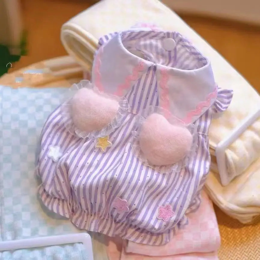 Summer Pet Dog Cat Clothes for Small Dogs Cats Bubble Puppy Princess Striped Dress Cats Kitten Rabbit Clothing Pet Supplies