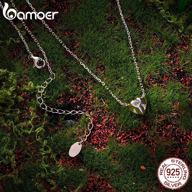 BAMOER 1CT Heart Moissanite Necklace 925 Sterling Silver D Color VVS1 EX Lab Diamond Pendant Women Twinkling Engagement Gift