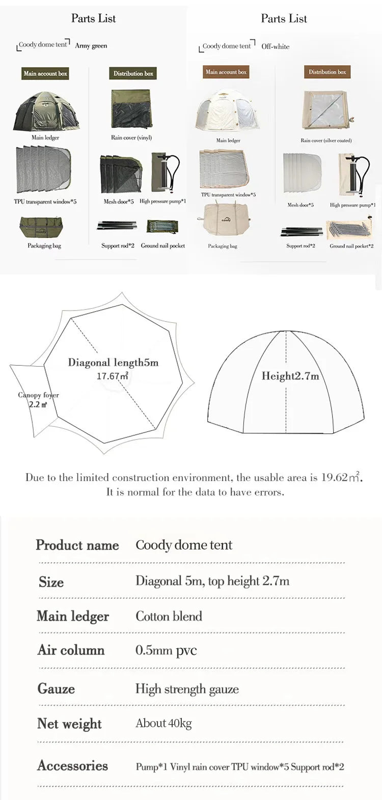 Gray Coody Dome Air Tent Stylish Spacious Inflatable Geodesic Shelter For Outdoor Family Glamping Trips