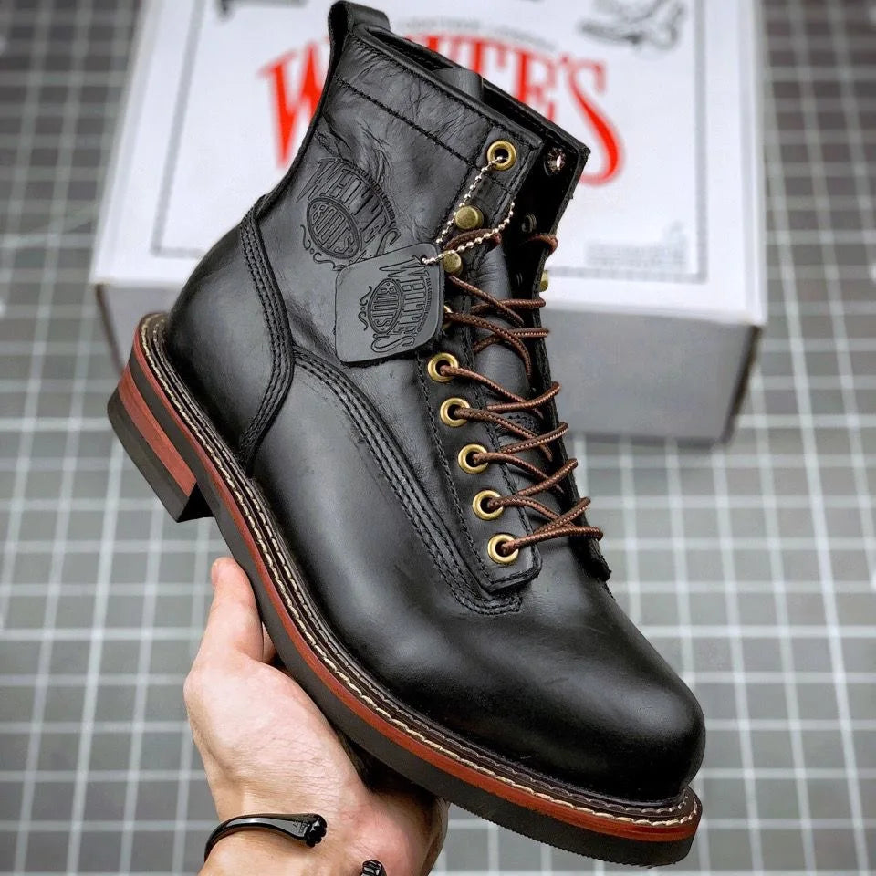 Men's Trekking Boot Vintage Motorcycle Boots Casual Men Ankle Boots Cowhide Leather Shoes Men's Trekking Boot botas para moto