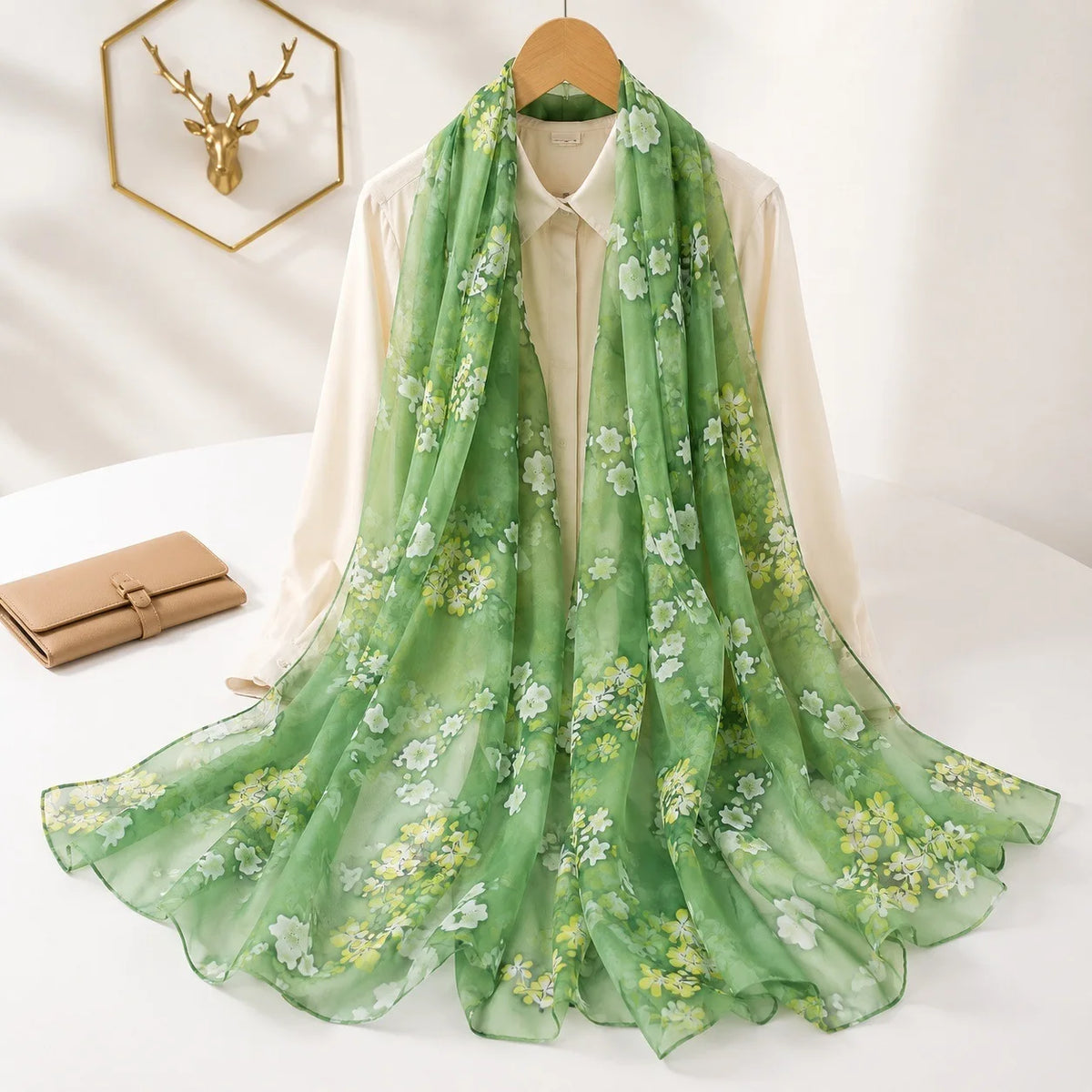 130*180cm Fashion Spring Summer Women Floral Printing Beach Silk Scarf Shawls Female Long Wraps Beach Sunscreen Hijab Lady