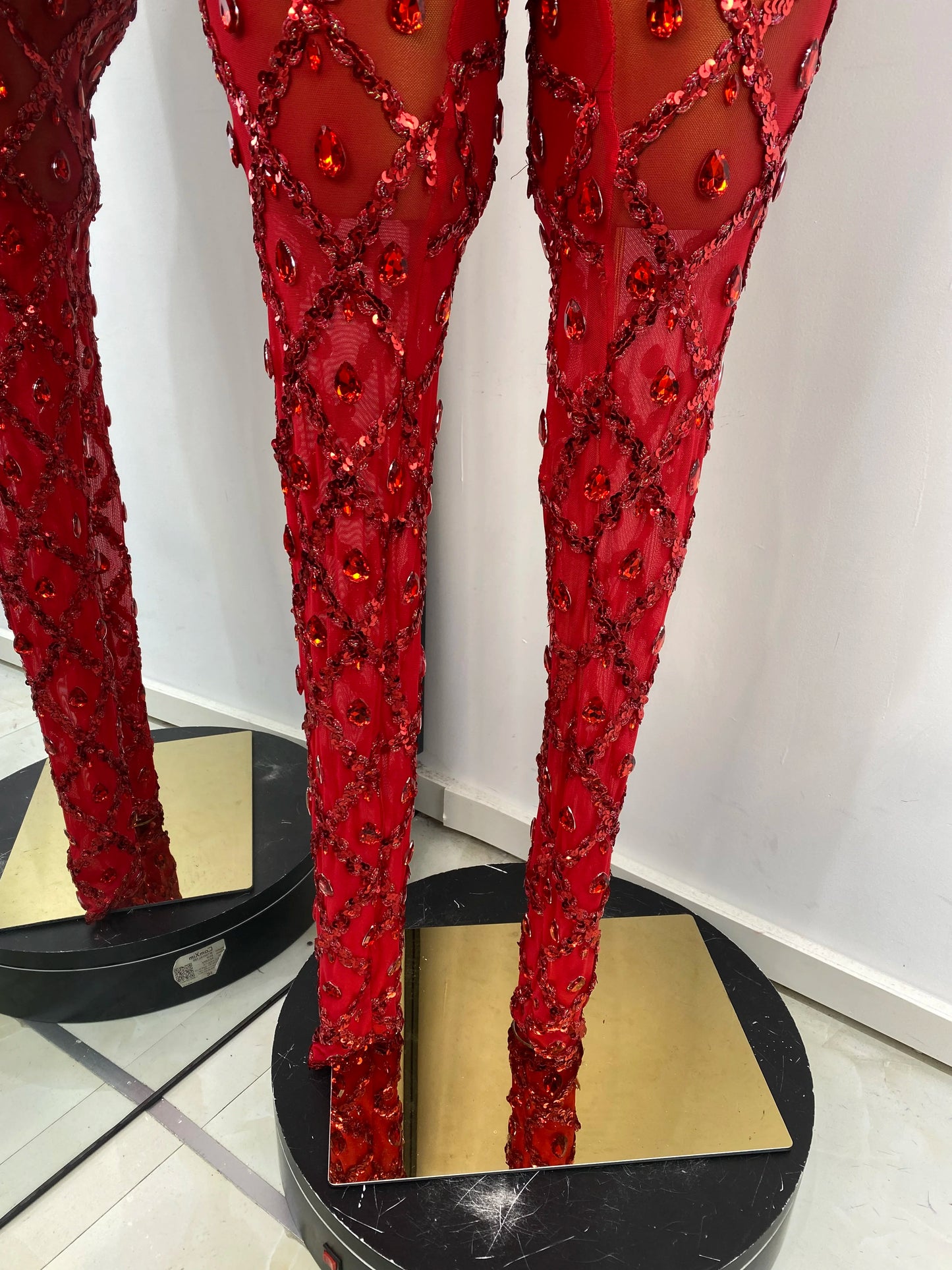 Women Rhinestones Sequines Mesh Bodycon Jumpsuits Sexy Special Occassion Nightclub DJ Dancer Stage Costumes Evening Club Dress