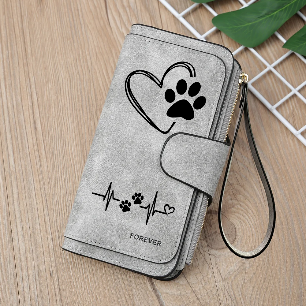 Heart-Shaped Animal Paw Butterfly Print Design Women Wallets Card Coin Wallet for Girls Purse ID Wallets Female Coin Purse Gift
