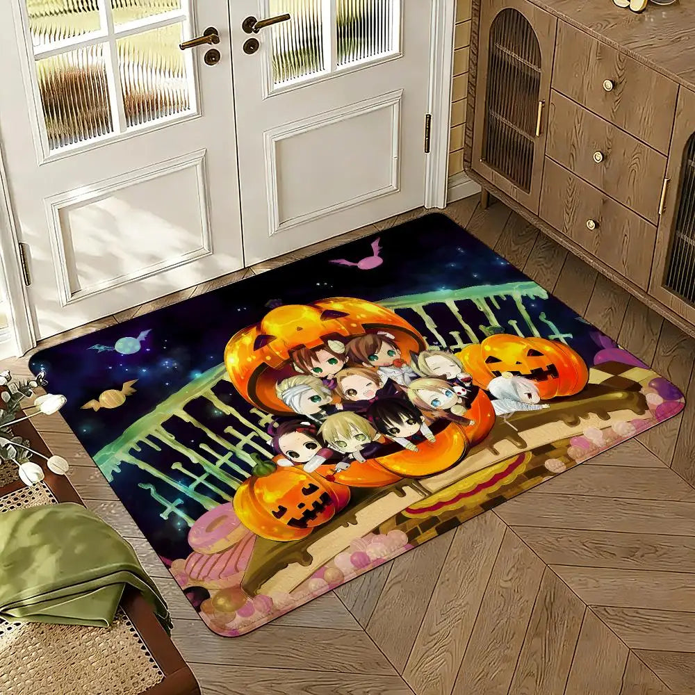 Cartoon Hetalia Axis Floor Mat Soft Thickened Absorbent Non-Slip Bedroom Living Room Door Mat Home Decor Flannel Rugs