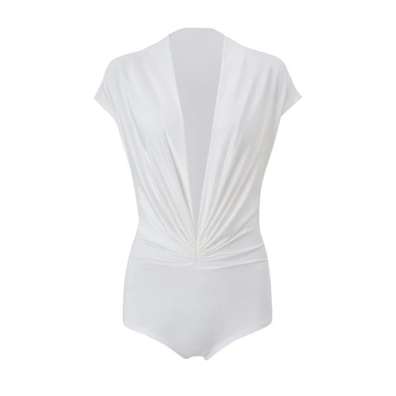 PixieKiki Sexy White Summer Rompers Deep V Neck Short Sleeve Jumpsuits One Pieces Outfits Korean Fashion Playsuit Woman P71-CZ16