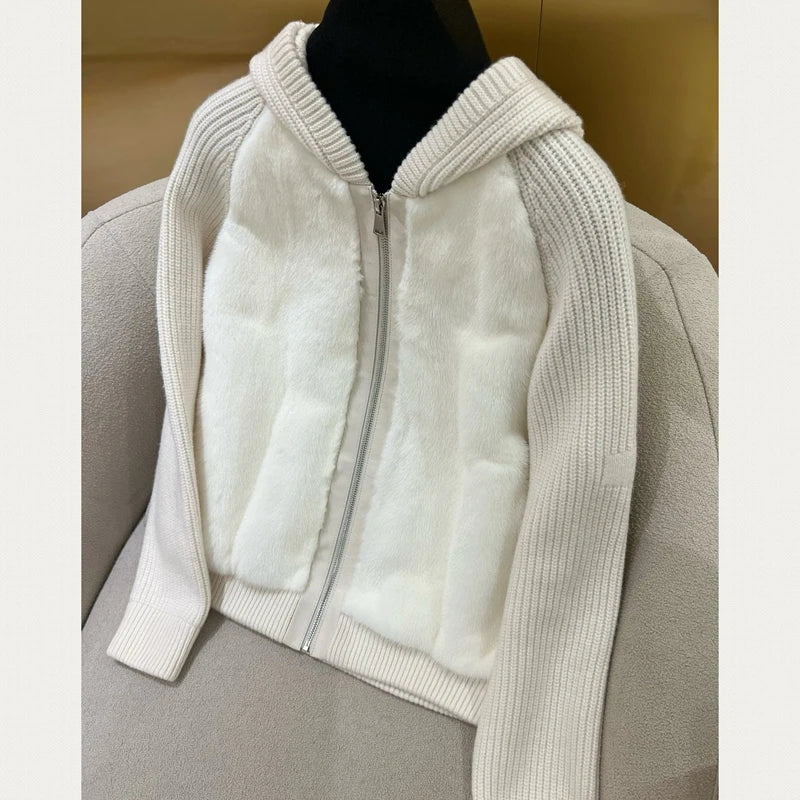 Women Cashmere Coat Natural Mink fur Jacket Soft H904