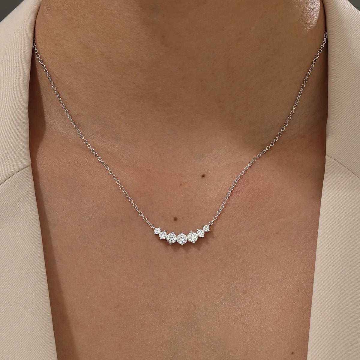 COSYA 1.7-5CT Full Moissanite Necklace For Woman 100% S925 Silver D Color Gradiant Lab Diamond Pendant Chain Fine Jewelry Gift