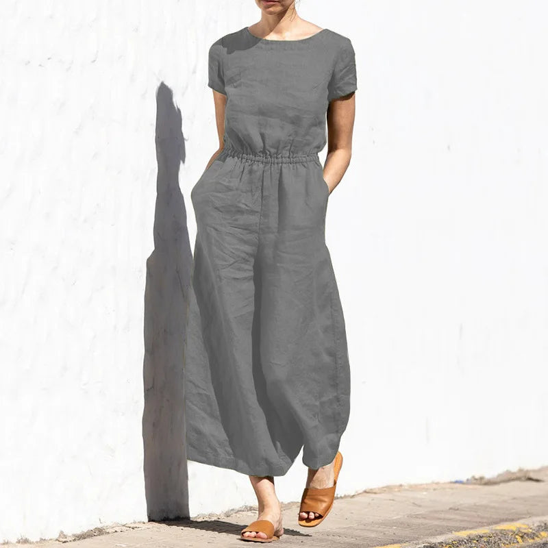 Jumpsuits women 2026 rompers summer solid color high-waisted sleeveless long fashion casual loose one-piece jumpsuits clothing