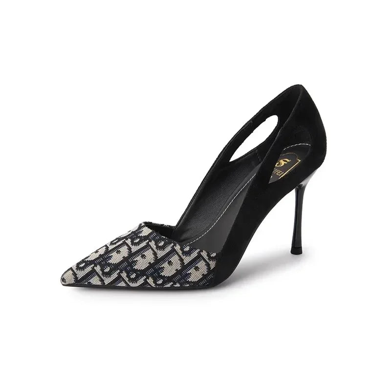 Embroidered Sandals Women Fashion Pointed Heeled 2025 Summer Luxury Heeled High Heels Women Shoes Shallow Casual High Sandals
