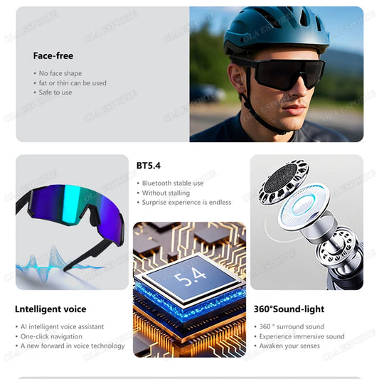 2026 New Smart Glasses Bluetooth Call Audio Music Player Glasses Smart Sunglasses UV Anti Glare Man Glasses for Outdoor Cycling