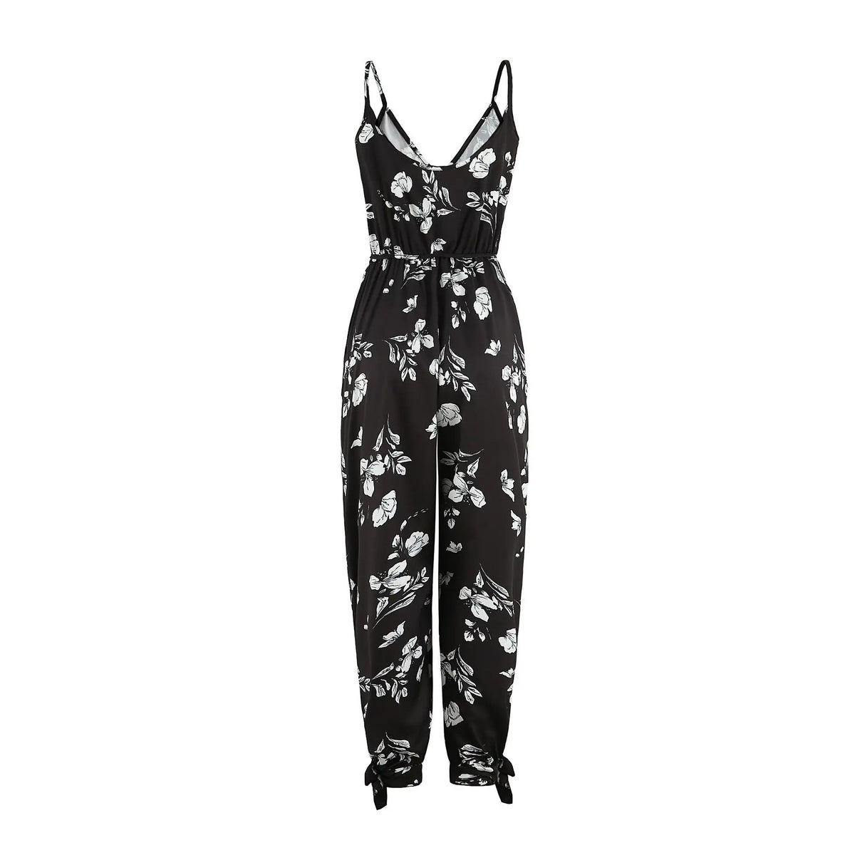 Spring and Summer Women's New Camisole Jumpsuit Cross-Border Printed Sexy Backless Lace Up V-Neck
