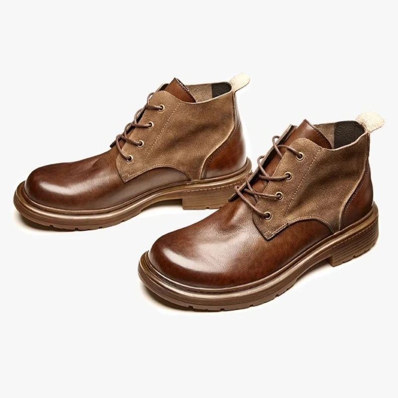 New Handmade Men Ankle Cow Real Leather Shoes Autumn Winter Outdoor Tooling Boots Business Vintage British Motorcycle Boots