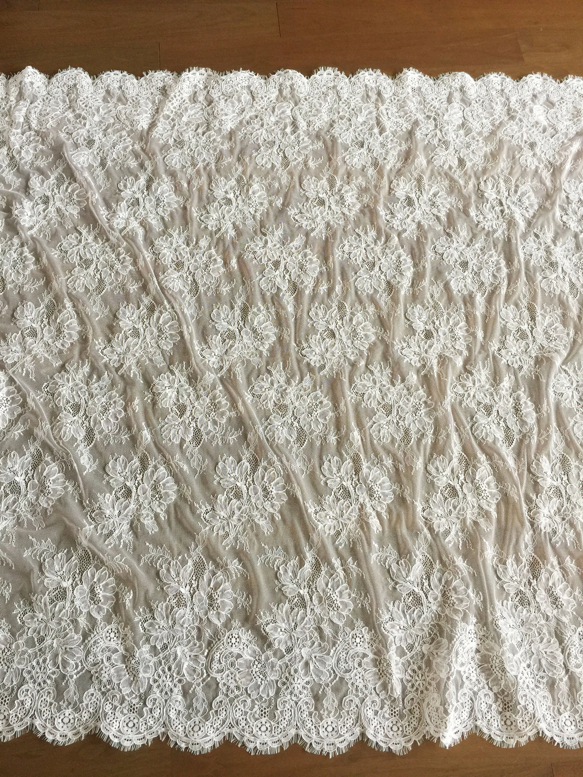 3 Yards French Made Fine Geometric Couture Alencon Embroidery Lace Fabric at 150cm wide, Couture Wedding Gown Fabric