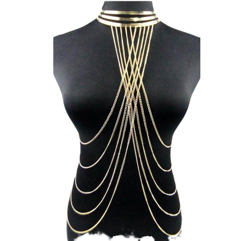 Aliexpress Jewelry Body Chain Gold Large Hoop Necklace Exaggerated Stylish Body Chain