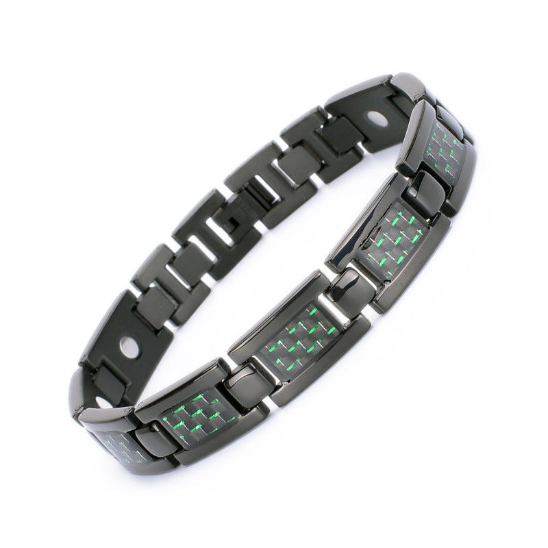 Carefully Selected Titanium Steel Jewelry, Stainless Steel Bracelet, Men's Pure Titanium Bracelet, Gift, Magnetic Jewelry, Cool Black Carbon Fiber Business