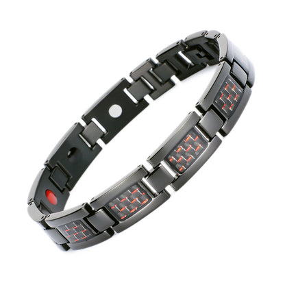Carefully Selected Titanium Steel Jewelry, Stainless Steel Bracelet, Men's Pure Titanium Bracelet, Gift, Magnetic Jewelry, Cool Black Carbon Fiber Business
