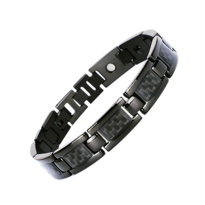 Carefully Selected Titanium Steel Jewelry, Stainless Steel Bracelet, Men's Pure Titanium Bracelet, Gift, Magnetic Jewelry, Cool Black Carbon Fiber Business
