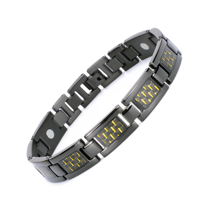 Carefully Selected Titanium Steel Jewelry, Stainless Steel Bracelet, Men's Pure Titanium Bracelet, Gift, Magnetic Jewelry, Cool Black Carbon Fiber Business