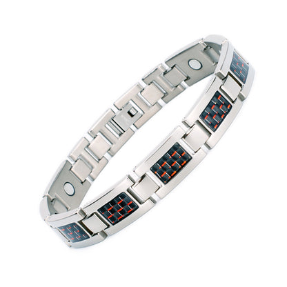 Carefully Selected Titanium Steel Jewelry, Stainless Steel Bracelet, Men's Pure Titanium Bracelet, Gift, Magnetic Jewelry, Cool Black Carbon Fiber Business