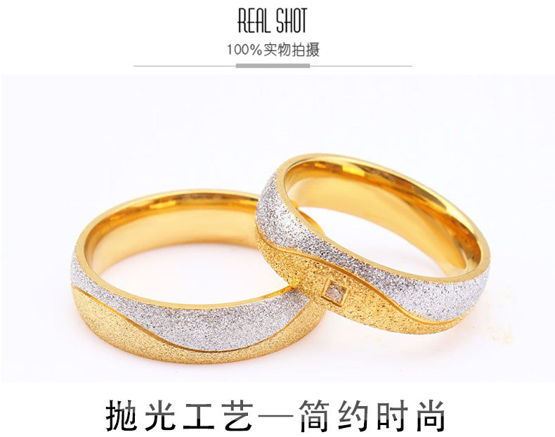 Wish Cross-border Hot Selling New Fashion Jewelry Korean Creative Ring Jewelry Titanium Steel Room Gold Couple Ring