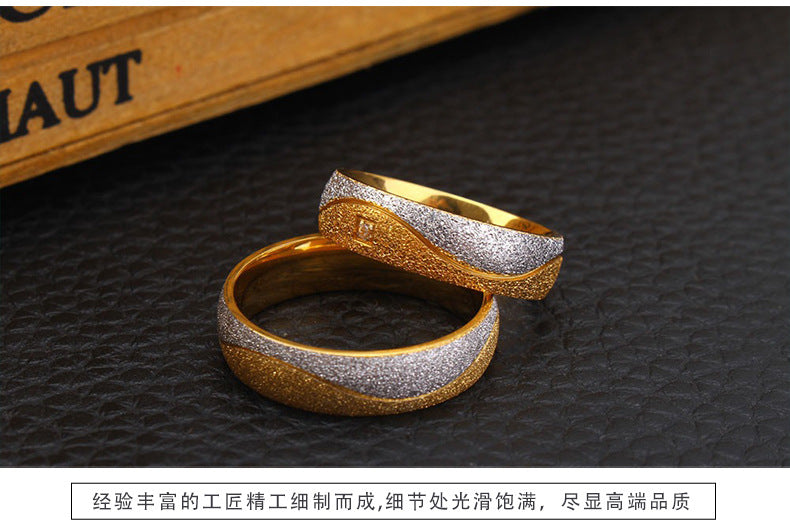 Wish Cross-border Hot Selling New Fashion Jewelry Korean Creative Ring Jewelry Titanium Steel Room Gold Couple Ring